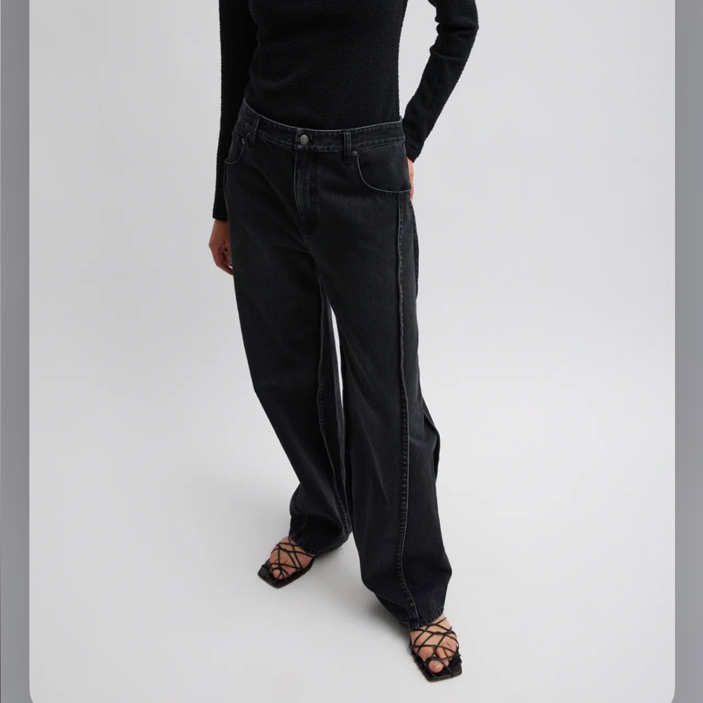 Tibi Vintage Black Denim Tuck Jean